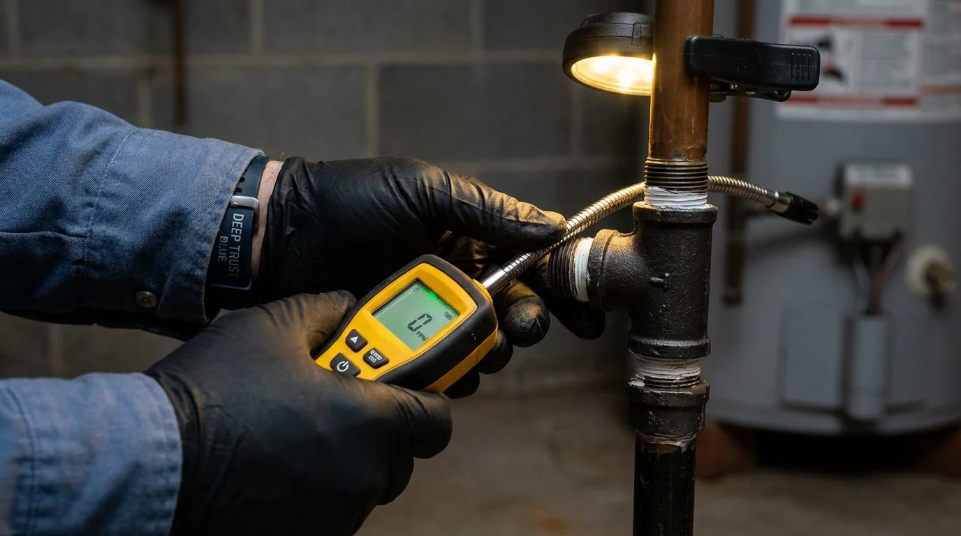 Gas leak detection with electronic sniffer by Johns Plumbing LLC in Victor